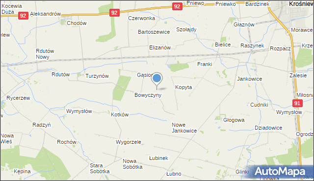 mapa Bowyczyny Właścice, Bowyczyny Właścice na mapie Targeo